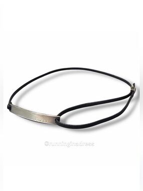 Authentic Y2K Gucci Sterling Silver Logo Bar Choker Necklace Wrap Bracelet